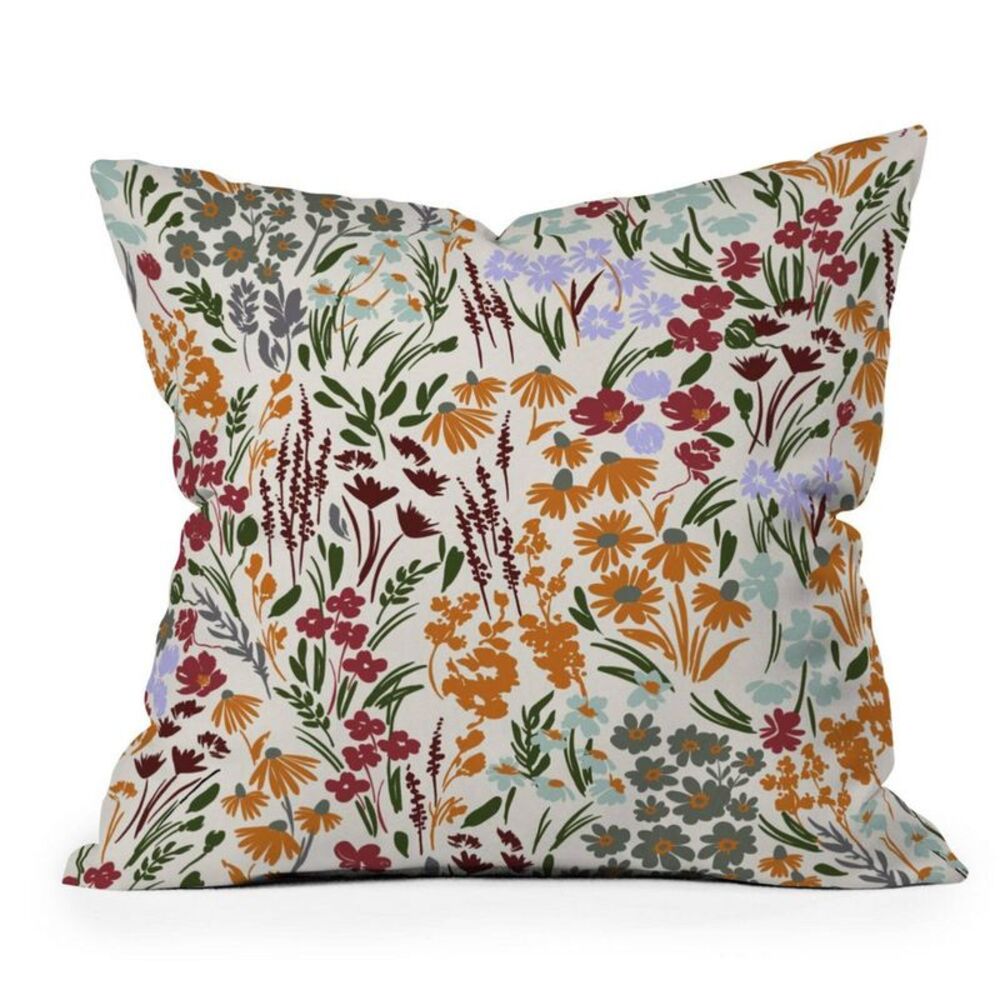 18"x18" Spring Flowery Meadow Square Outdoor Throw Pillow - Floral
